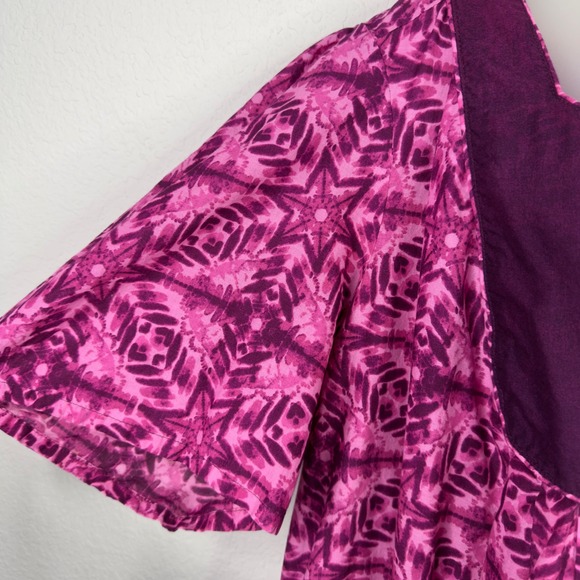 Only Necessities Muu Muu Dress Nightgown Womens 2X Pink Purple Lounge Batik Boho - Picture 7 of 9